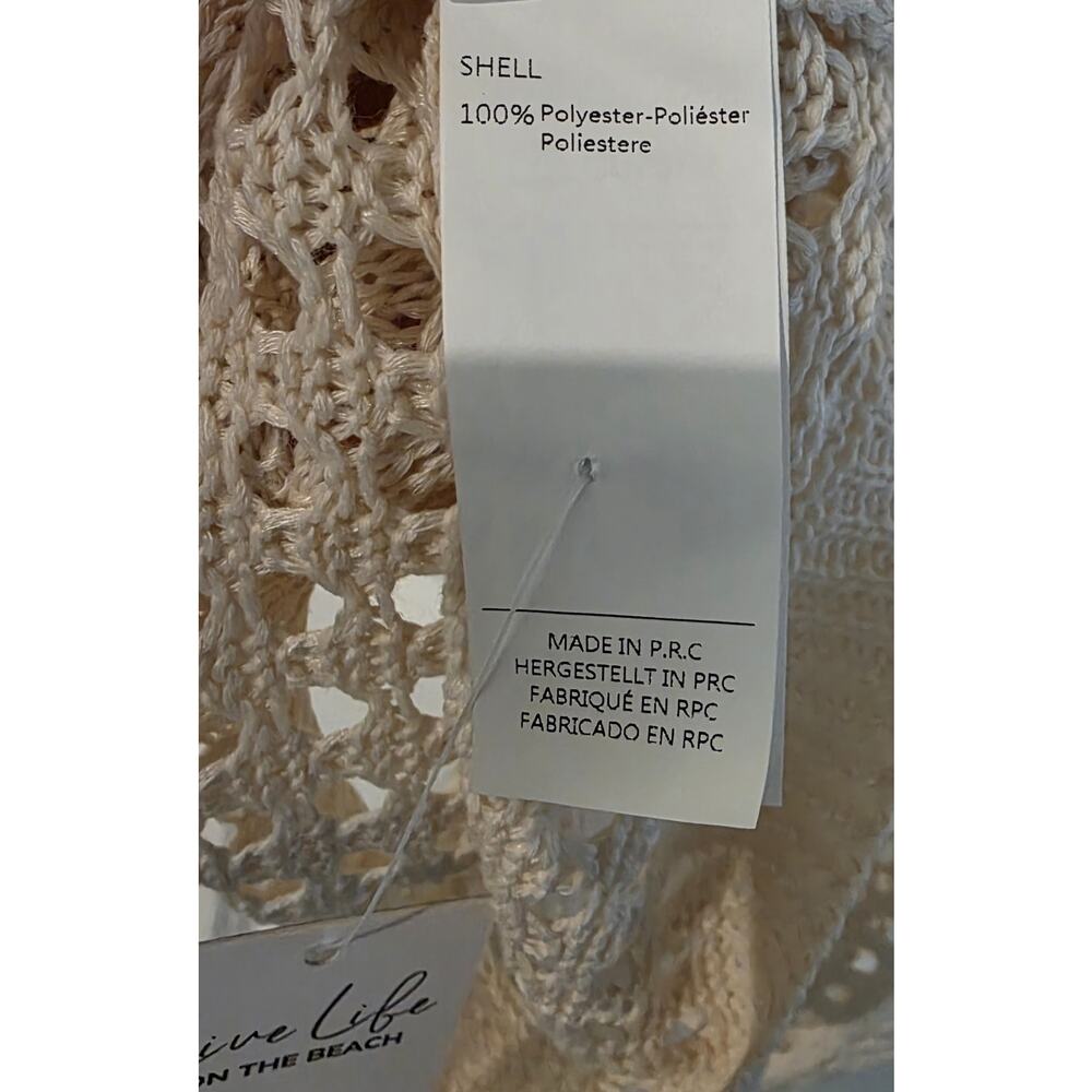 NWT Size M Cupshe Open Knit Sleeveless Swimsuit Cover Up Dress Ivory - Picture 6 of 8